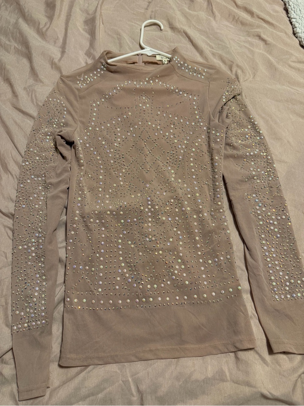 love J Taupe Studded Turtleneck Sweater